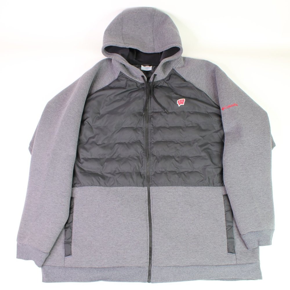 Wisconsin Badgers Men's 4XL Sweater Columbia Jacket Zip-up Hoodie Grey Black